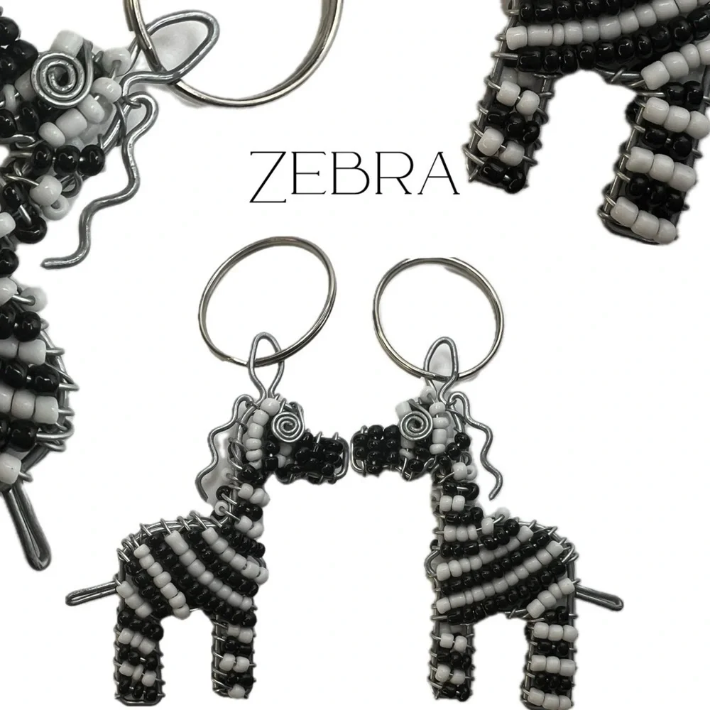 Ladybug Zebra Hippo Elephant Lion Animal Beaded Key Chains Charms Keychains